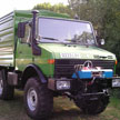 Unimog used for chipping and winching
