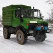 Unimog used for chipping and winching